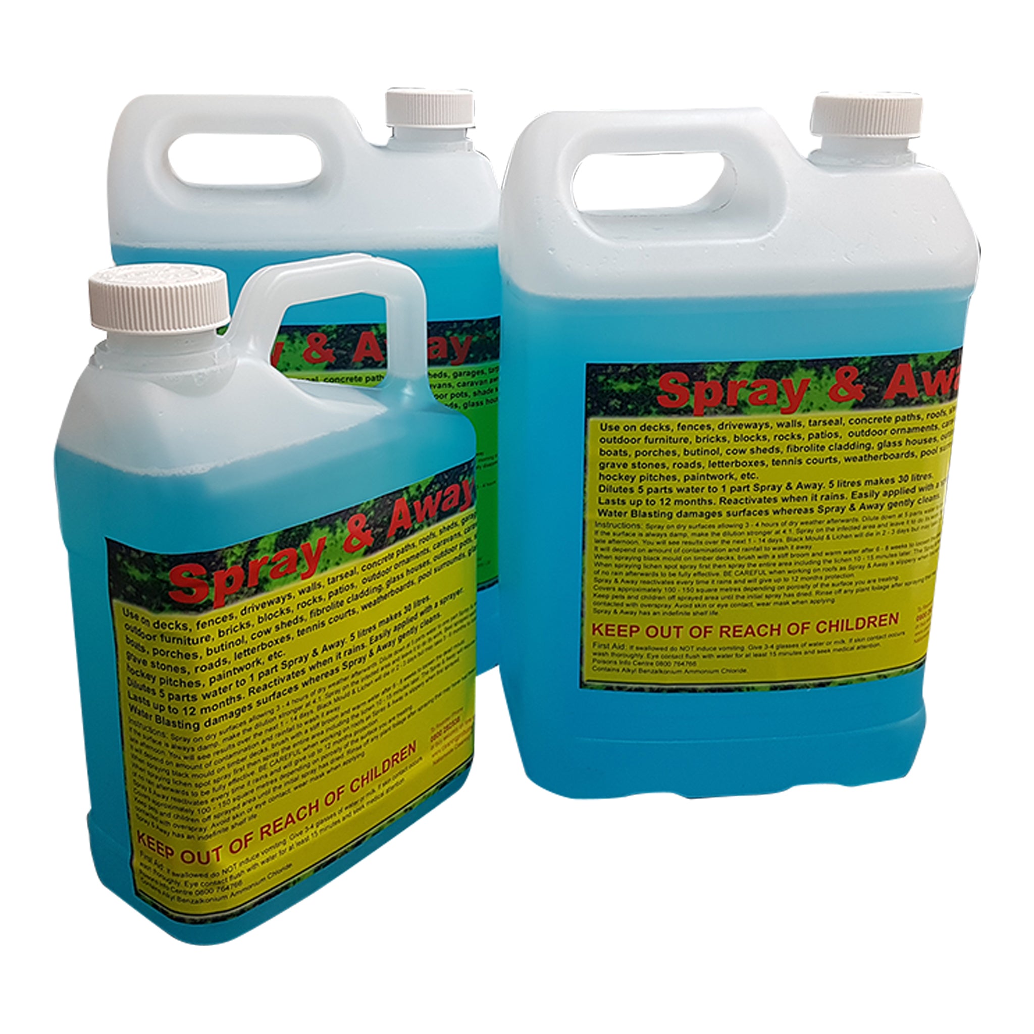 Spray & Away Moss and Mould Killer 2 x 5 Litres & Bonus 2 Litre Odarid