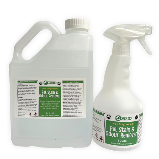 Odarid Pet Stain & Odour Remover Non Fragranced 2 Litre Bottle & Empty 500ml Spray Bottle 