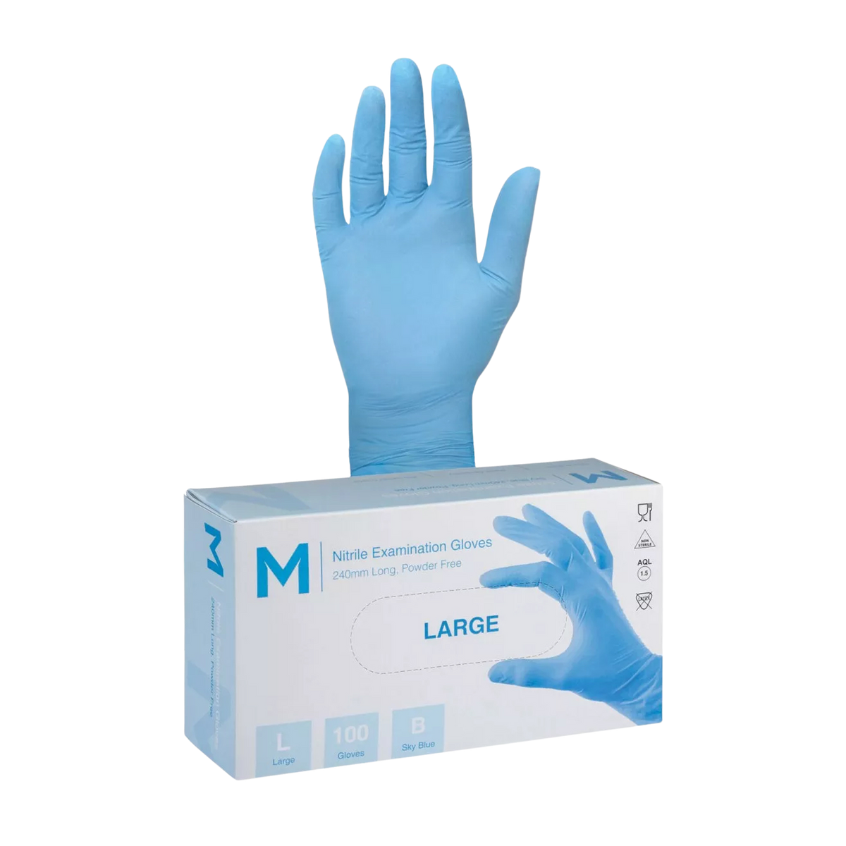 Nitrile Blue Examination Gloves Powder Free Pack of 100