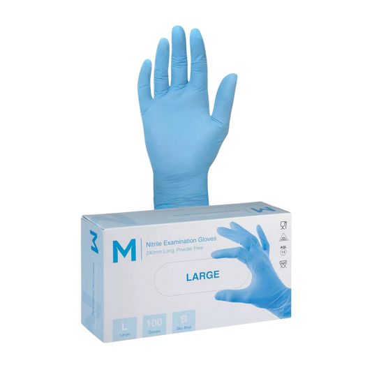 Nitrile Blue Examination Gloves Powder Free Pack of 100