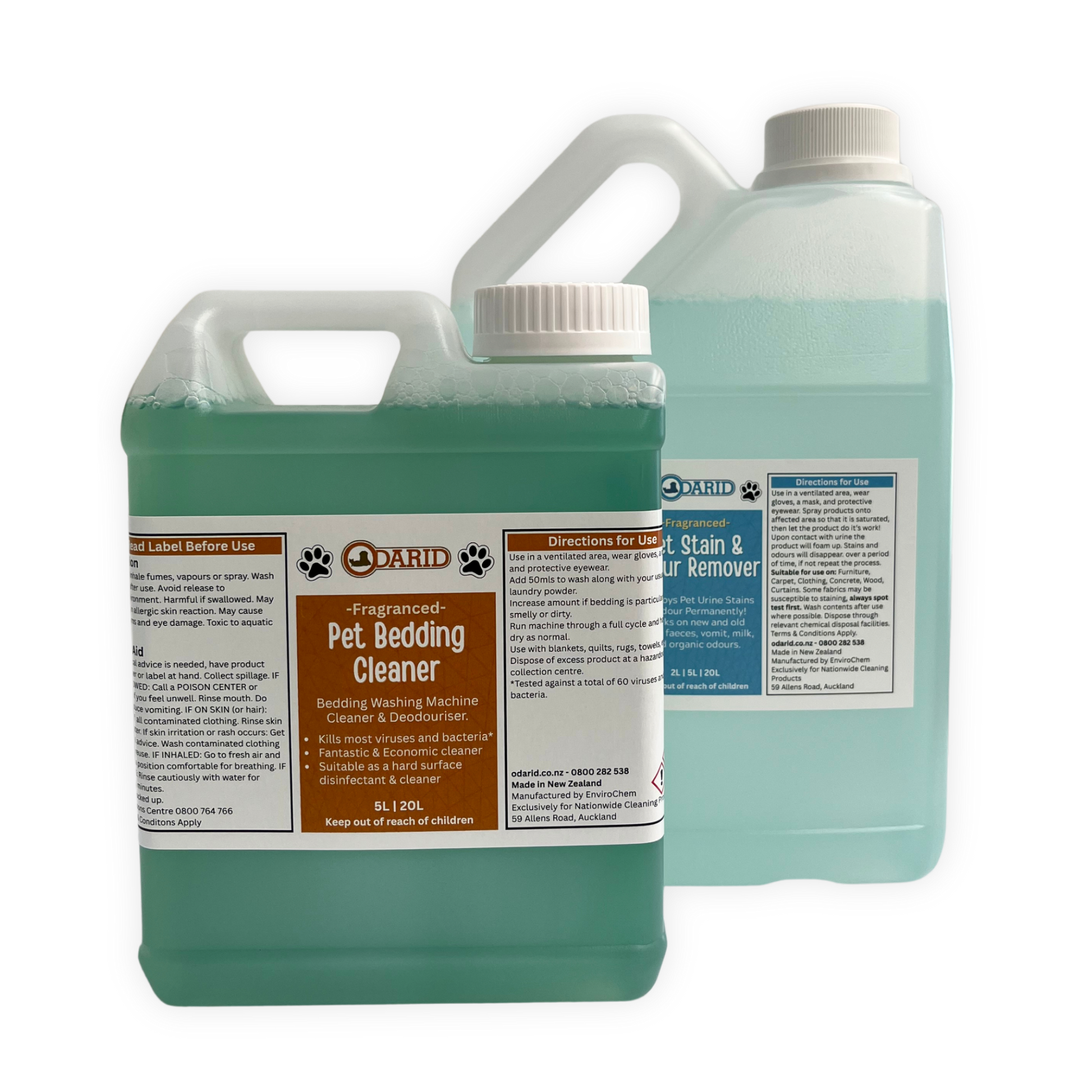 Odarid Pet Stain & Odour Remover Fragranced 2 Litre Bottle & Pet Bedding Cleaner 1 Litre Bottle in a COMBO