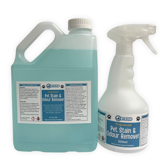 Odarid Pet Stain & Odour Remover Fragranced 2 Litre Bottle & Empty 500ml Spray Bottle 