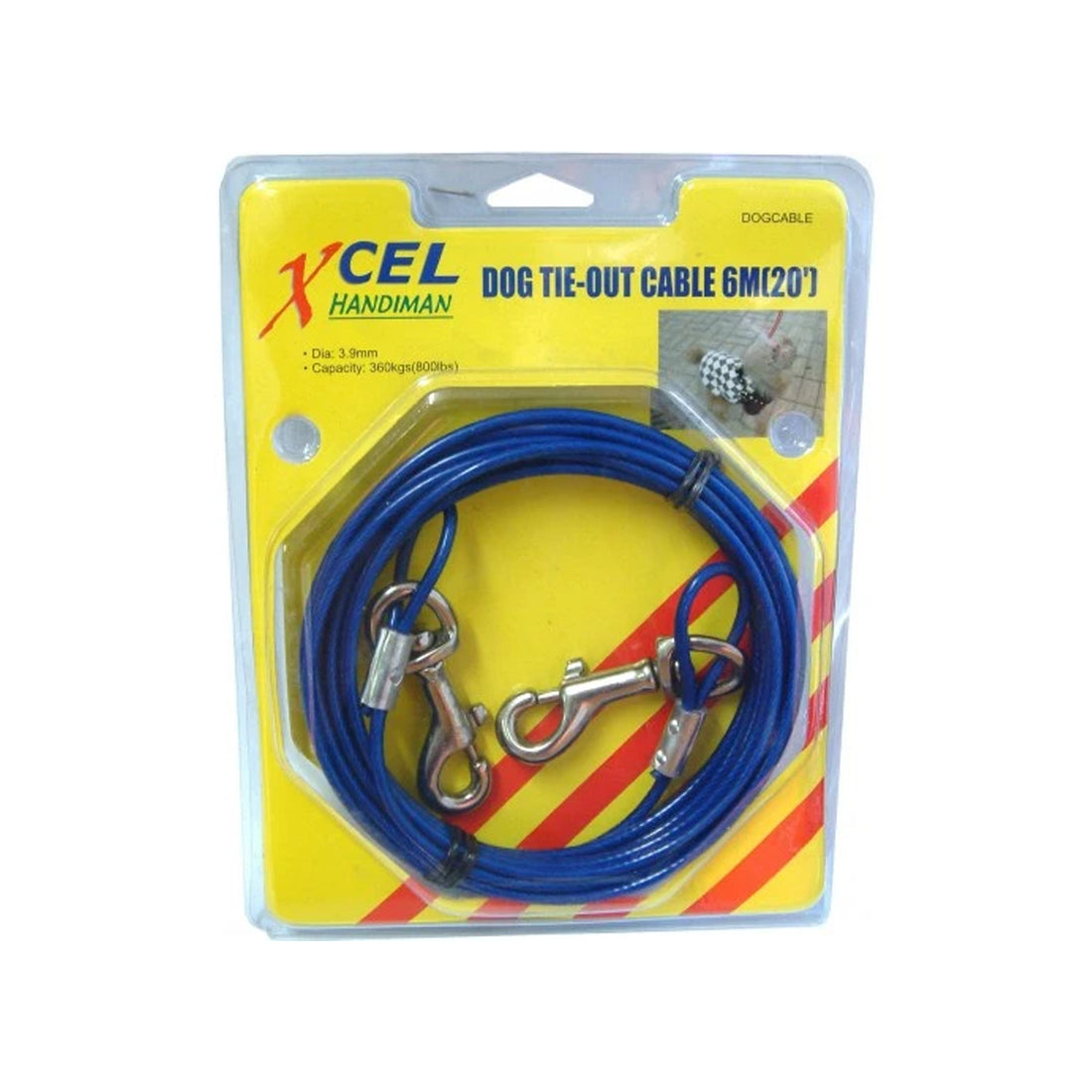 Dog Run Cable Galvanised with Snap & Centre Swivel 6m x 4mm Odarid